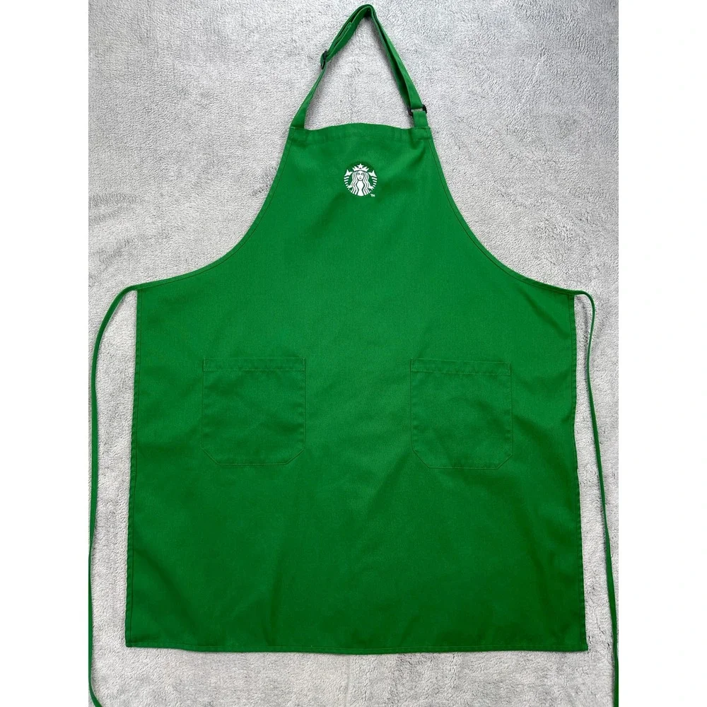 Starbucks Apron Unisex One Size Green Embroidered Siren Logo Bib Two Pockets